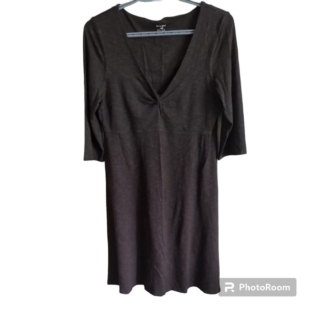 Horny Toad Black Mix 3/4 Sleeve Ruched Dress‎ Size Medium